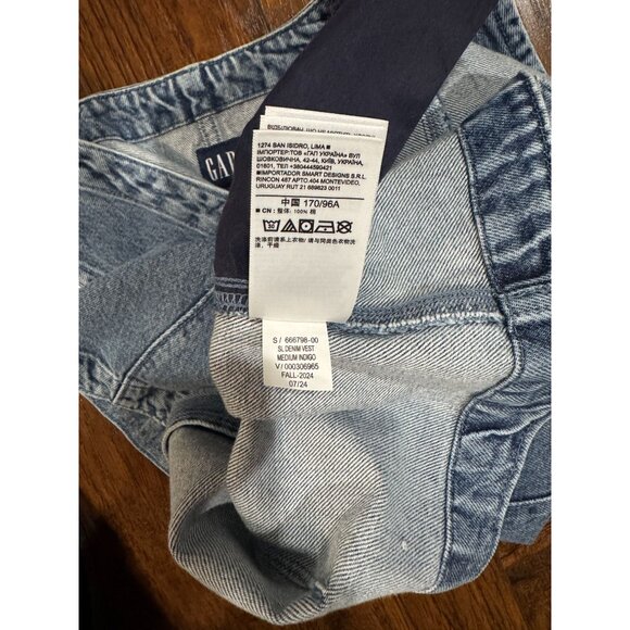 GAP Denim Vest Medium Indigo Women’s Sleeveless Button Front Longline Pockets M - Picture 8 of 12